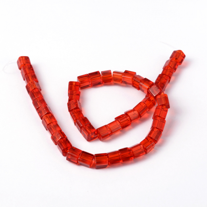 Margele de sticla, rosu, cub - 6 mm - 1 bucata [2]