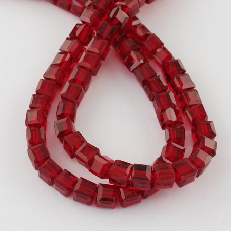 Margele de sticla, rosu inchis, cub - 6 mm - 1 bucata [2]