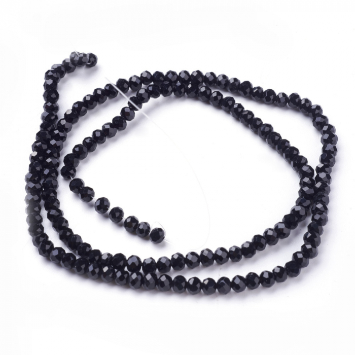 Margele de sticla, rotunde fatetate, 4 mm, negru, 1 bucata [2]