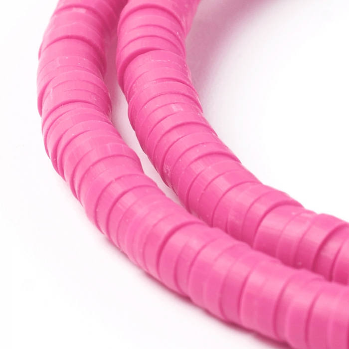 Margele din lut polimeric, handmade, disc, heishi, 4X1 mm, Camellia, 1 sir [2]