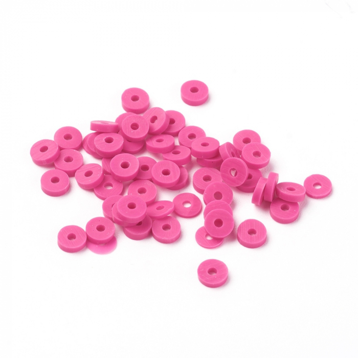 Margele din lut polimeric, handmade, disc, heishi, 4X1 mm, Camellia, 1 sir [4]