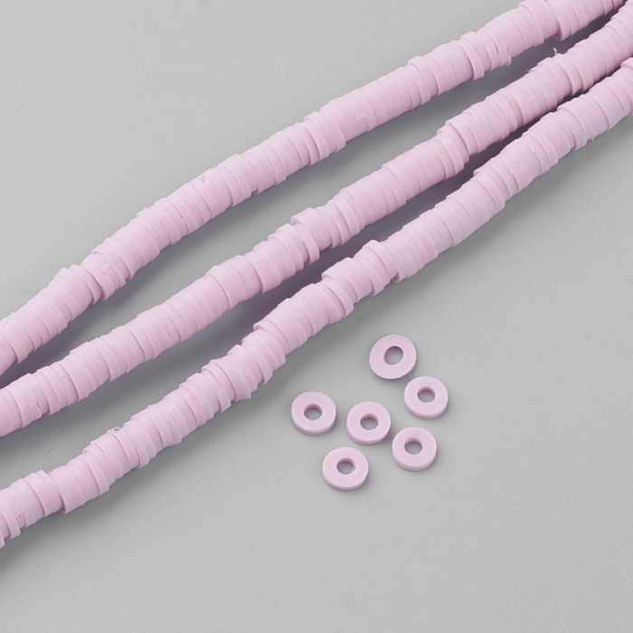 Margele din lut polimeric, handmade, disc, heishi, 4X1 mm, Roz Indian Pink, 1 sir [2]