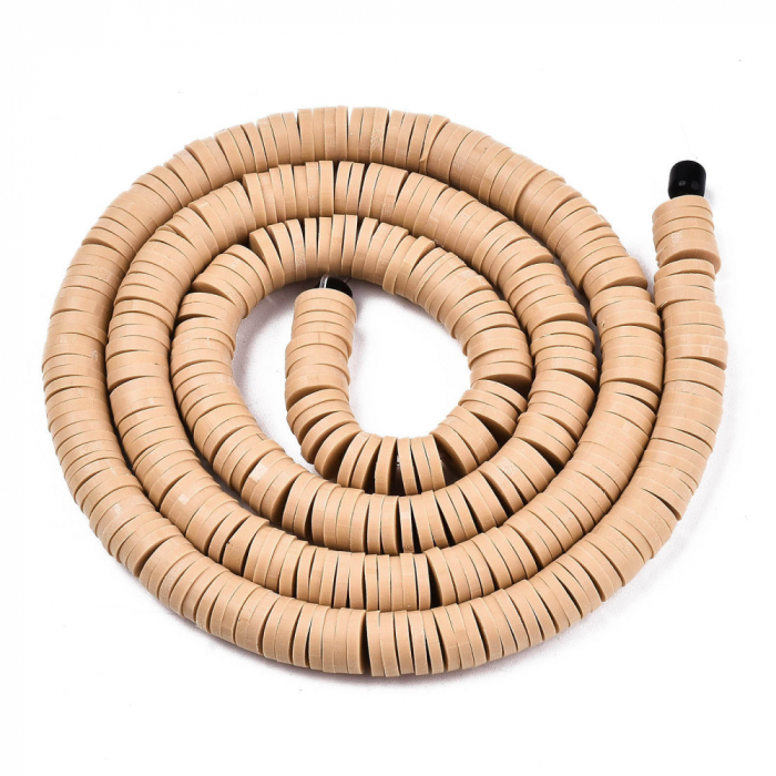 Margele din lut polimeric, handmade, disc, heishi, 4X1 mm, Peru, 1 sir [1]