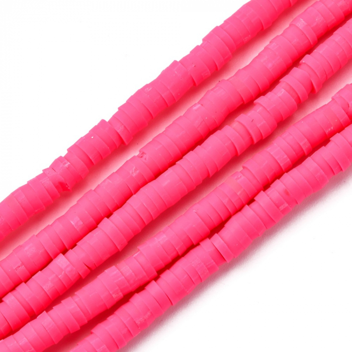 Margele din lut polimeric, handmade, disc, heishi, 4X1 mm, Roz Camel, 1 sir [3]