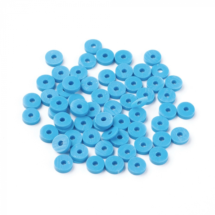 Margele din lut polimeric, handmade, disc, heishi, 4X1 mm, Albastru Dodger Blue, 1 sir [2]