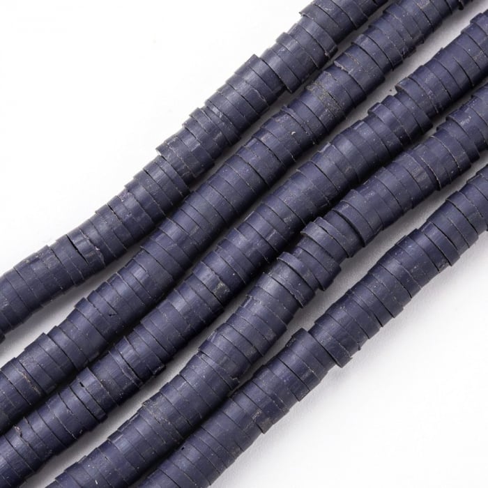 Margele din lut polimeric, handmade, disc, heishi, 4X1 mm, Mov inchis, 1 sir [2]