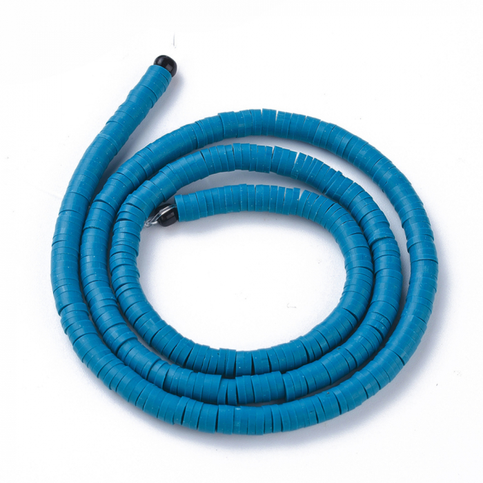 Margele din lut polimeric, handmade, disc, heishi, 4X1 mm,  Steel Blue, 1 sir [3]