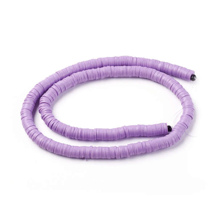 Margele din lut polimeric, handmade, disc, heishi, 6X1 mm, medium orchid, 1 sir [2]