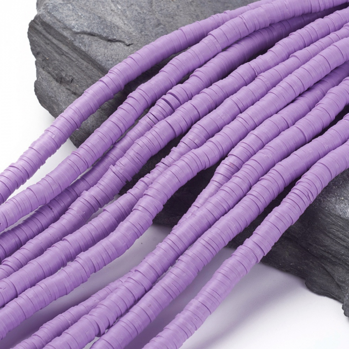 Margele din lut polimeric, handmade, disc, heishi, 6X1 mm, medium orchid, 1 sir [1]