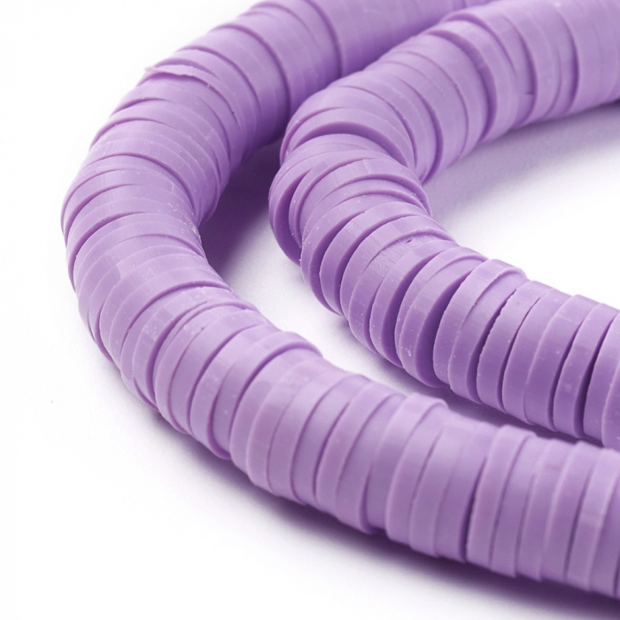 Margele din lut polimeric, handmade, disc, heishi, 6X1 mm, medium orchid, 1 sir [3]