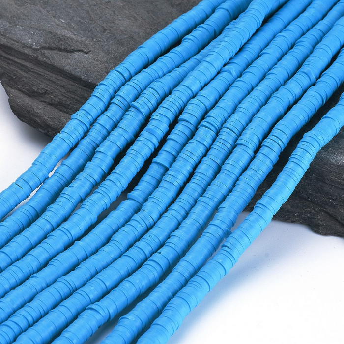 Margele din lut polimeric, handmade, disc, heishi, 6X1 mm, albastru dodger 1 sir [4]