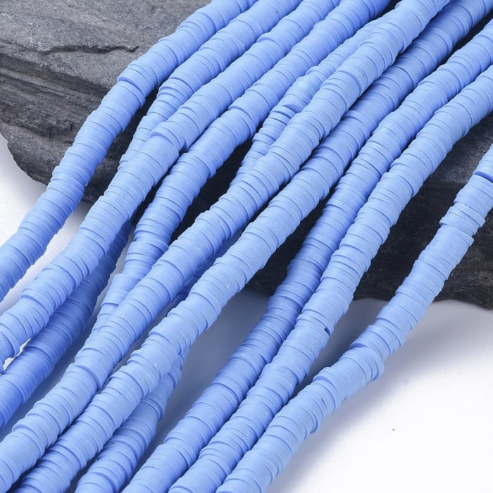 Margele din lut polimeric, handmade, disc, heishi, 6X1 mm, cornflower blue, 1 sir [4]