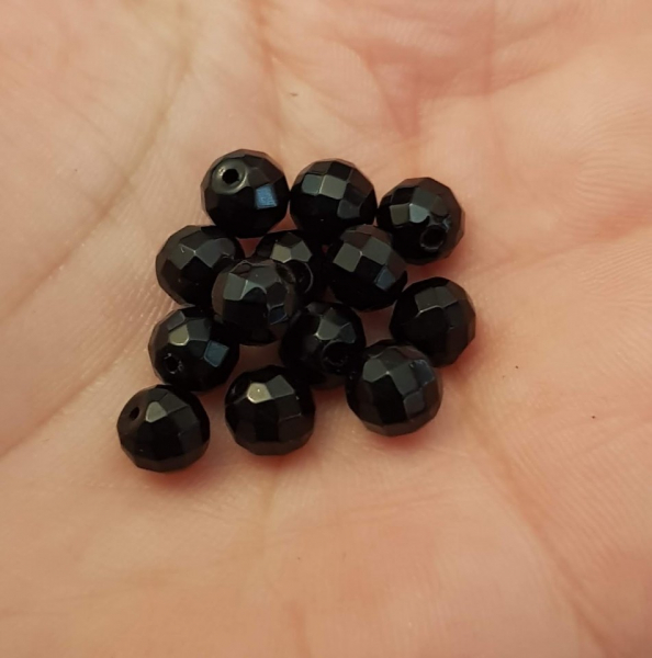 Onix negru rotund fatetat, pietre semipretioase 10 mm - 1 bucata [1]