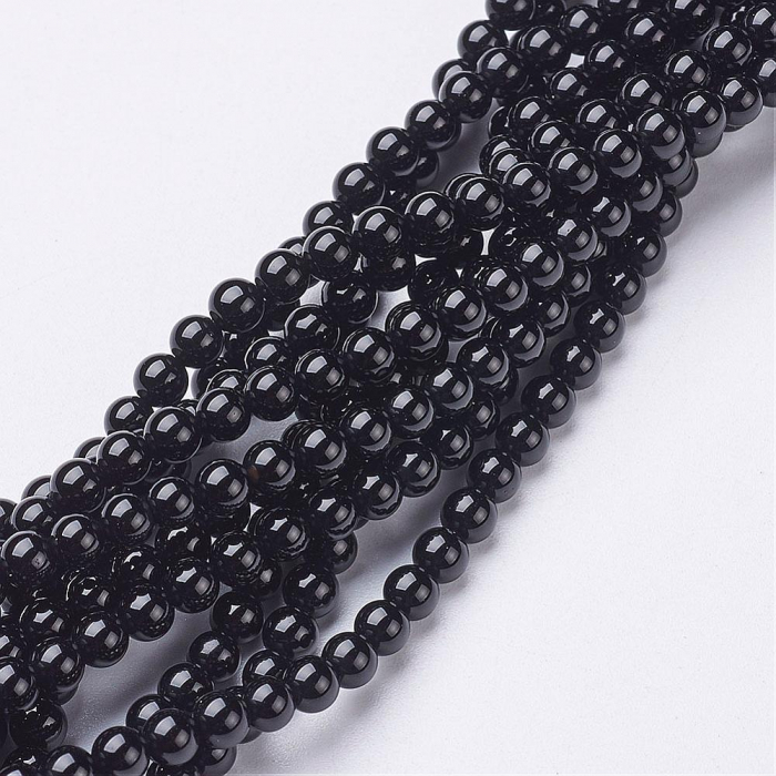 Onix negru rotund, pietre semipretioase- 4 mm - 1 bucata [3]
