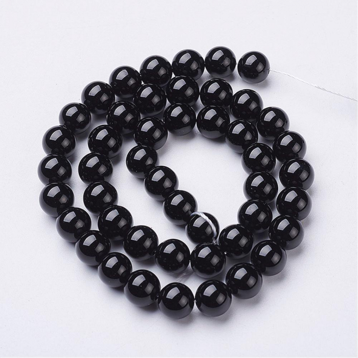 Onix negru rotund pietre semipretioase, 8 mm - 1 bucata [3]