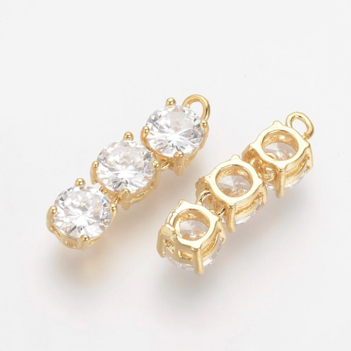 Pandant Cubic Zirconia din alama placata cu aur, [2]