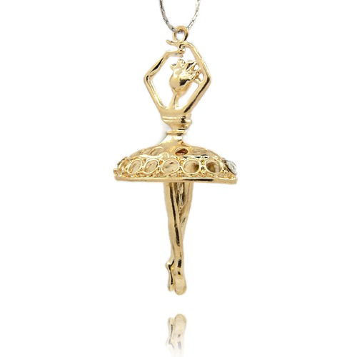 Pandant dansatoare, balerina, emailat alb, cu cristale rhinestones [2]