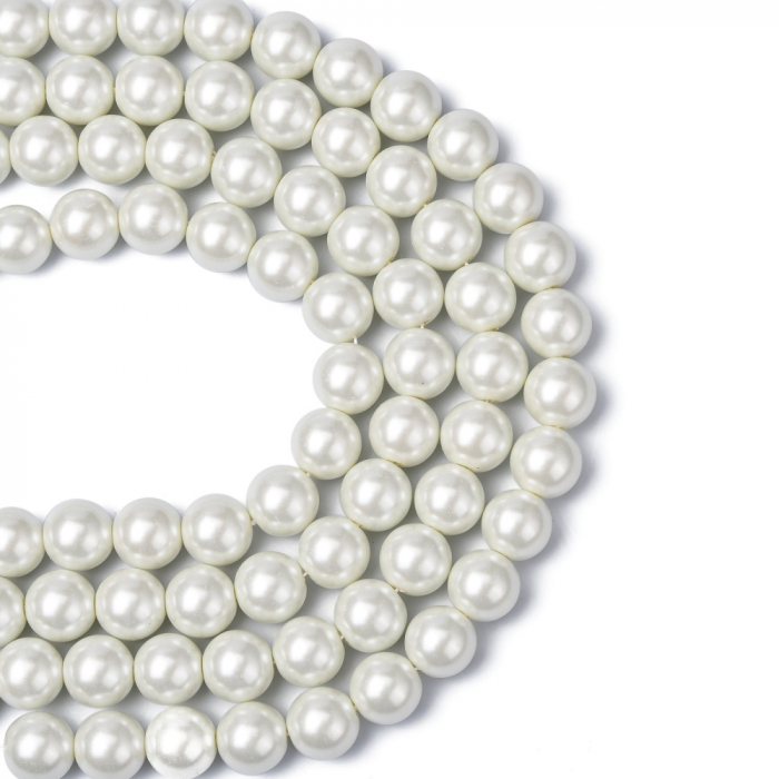 Perle de sticla, albe, rotunde 14 mm- 1 bucata [3]