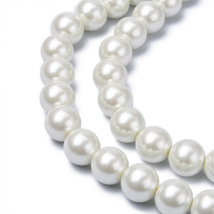 Perle de sticla, albe, rotunde 14 mm- 1 bucata [4]