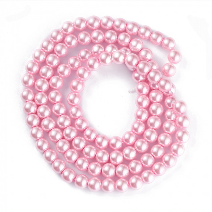 Perle de sticla roz, rotunde 8 mm, 1 bucata [1]
