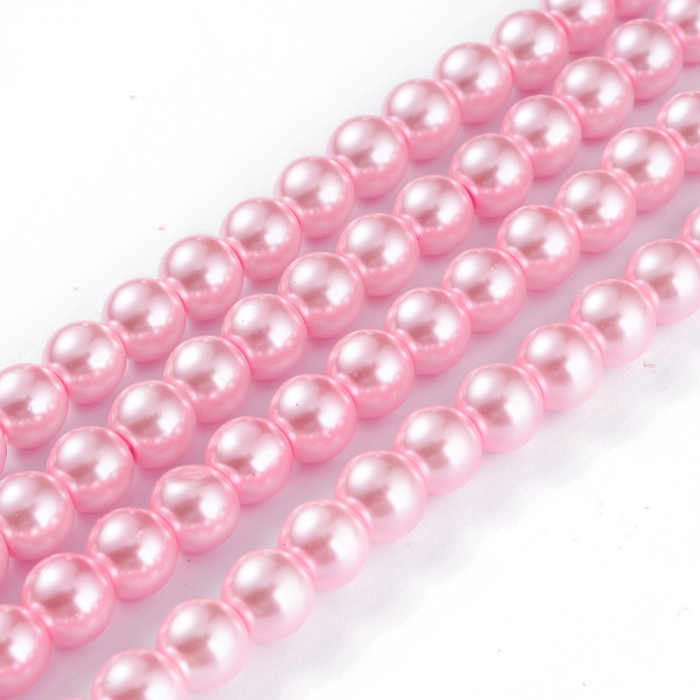 Perle de sticla roz, rotunde 8 mm, 1 bucata [2]