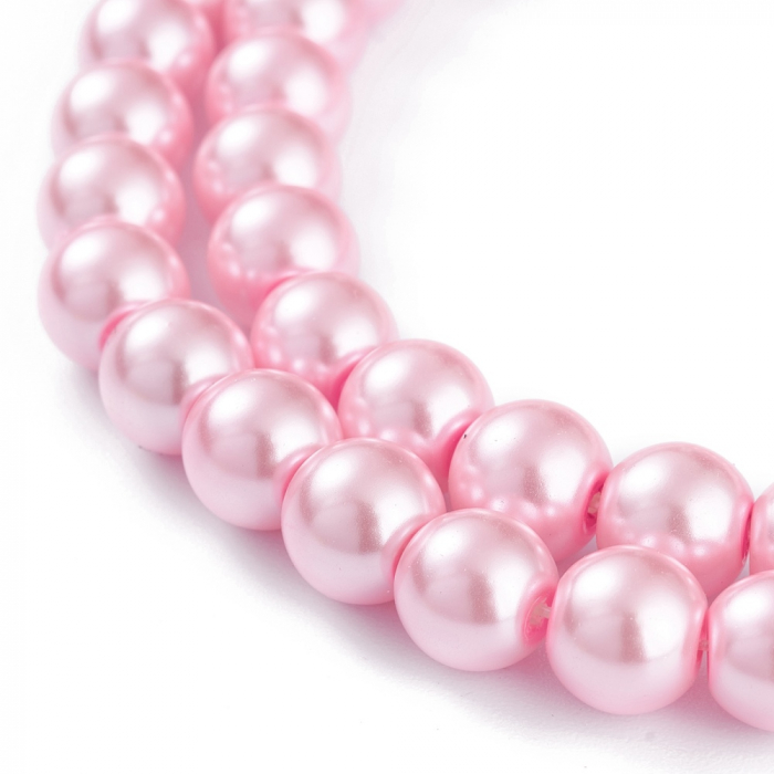 Perle de sticla roz, rotunde 8 mm, 1 bucata [3]