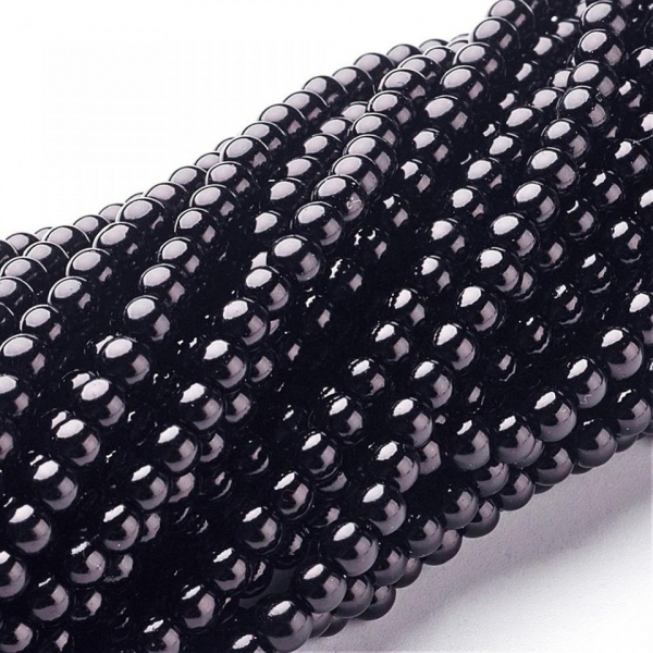 Perle de sticla, negre, rotunde 6 mm- 10 bucati [2]