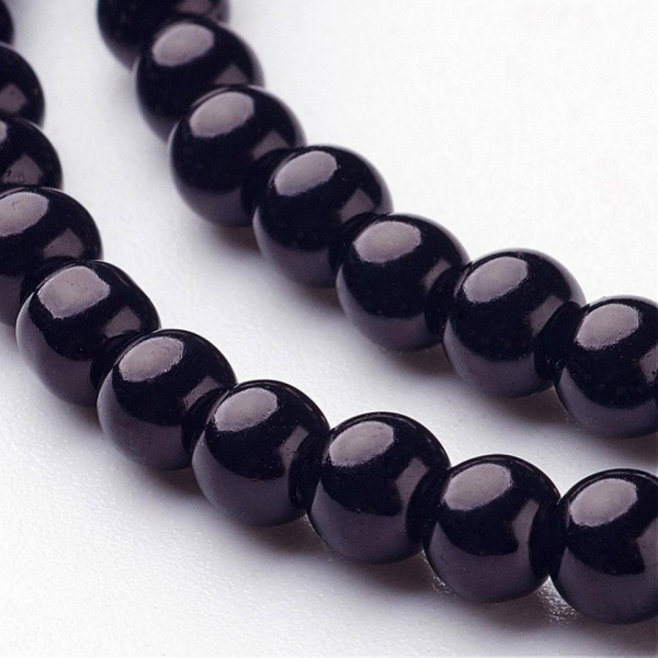 Perle de sticla negre, rotunde 8 mm, 1 bucata [2]