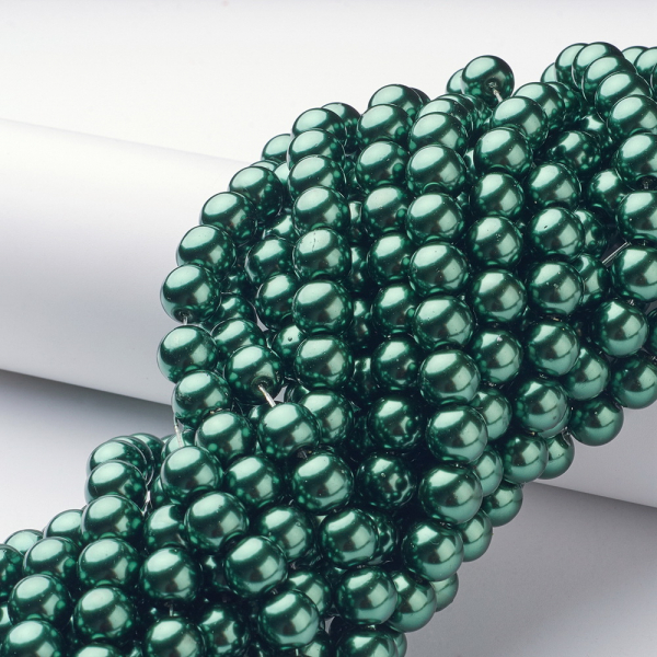 Perle de sticla, verde inchis, rotunde 8 mm- 10 bucati [2]