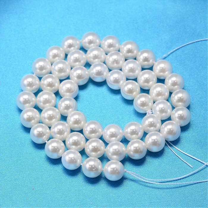 Perle rotunde shell pearl, 6 mm, perla alba, lucioasa, 1 bucata [3]