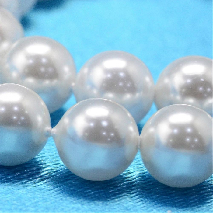 Perle rotunde shell pearl, 6 mm, perla alba, lucioasa, 1 bucata [2]