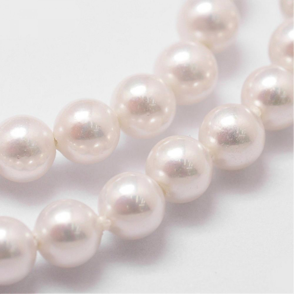 Perle rotunde frosted shell pearl, 4 mm, alb, 1 bucata [2]