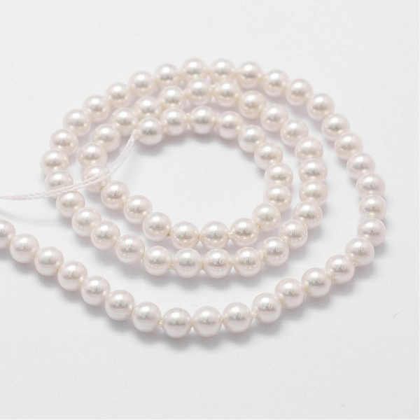 Perle rotunde frosted shell pearl, 4 mm, alb, 1 bucata [3]