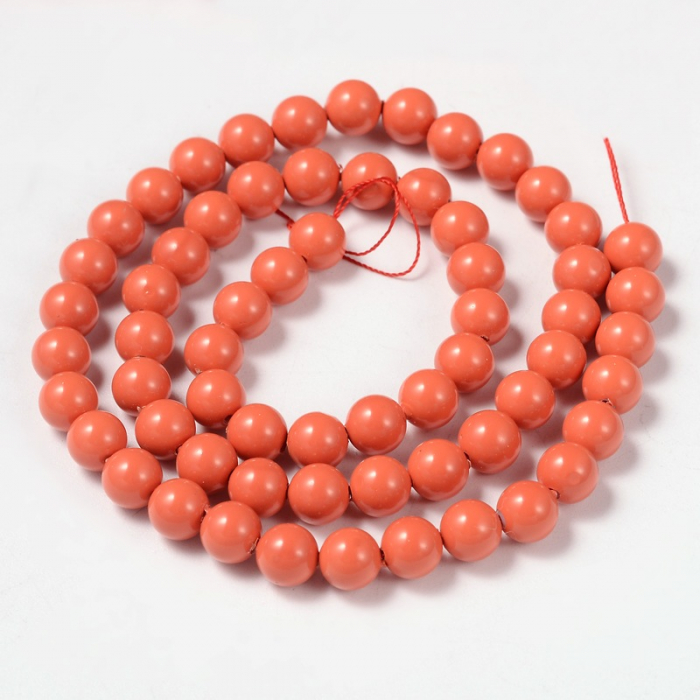 Perle rotunde shell pearl, 6 mm, coral, corai 1 bucata [2]