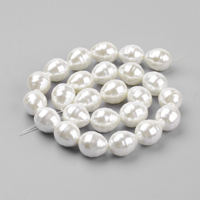 Perle rotunde shell pearl, 16~16.5mm X13~13.5mm, alb, 1 bucata [3]