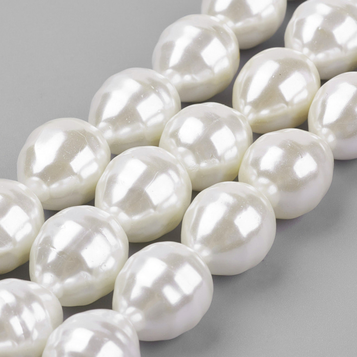 Perle rotunde shell pearl, 16~16.5mm X13~13.5mm, alb, 1 bucata [2]