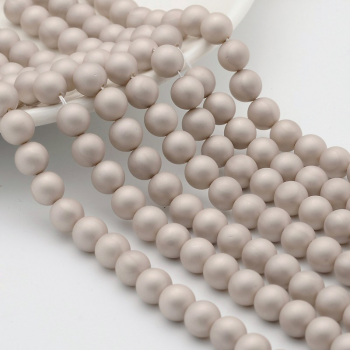 Perle rotunde frosted shell pearl, 8 mm, Antique White, 1 bucata [2]