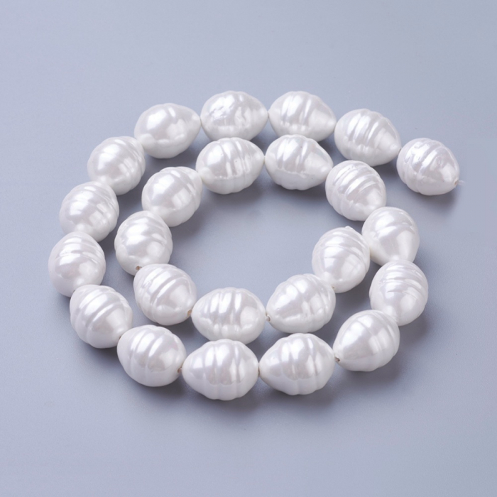 Perle rotunde shell pearl, 15.5~16.5mm X13~13.5mm, alb, 1 bucata [1]