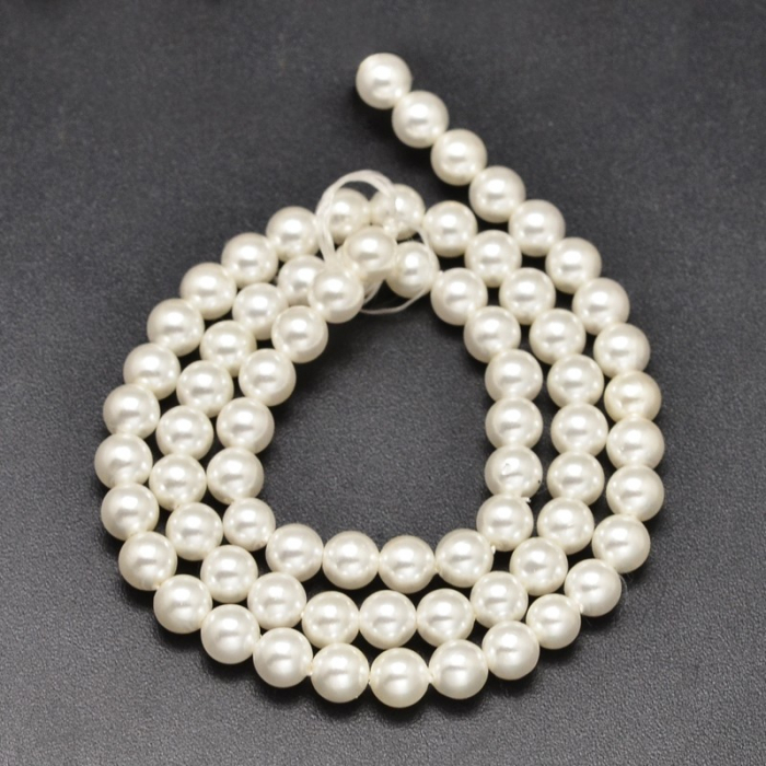 Perle rotunde shell pearl, 8 mm, Alb, 1 bucata [4]