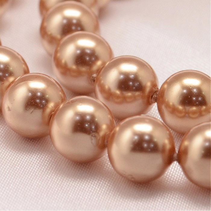 Perle rotunde shell pearl, 8 mm, dark goldenrod, 1 bucata [2]