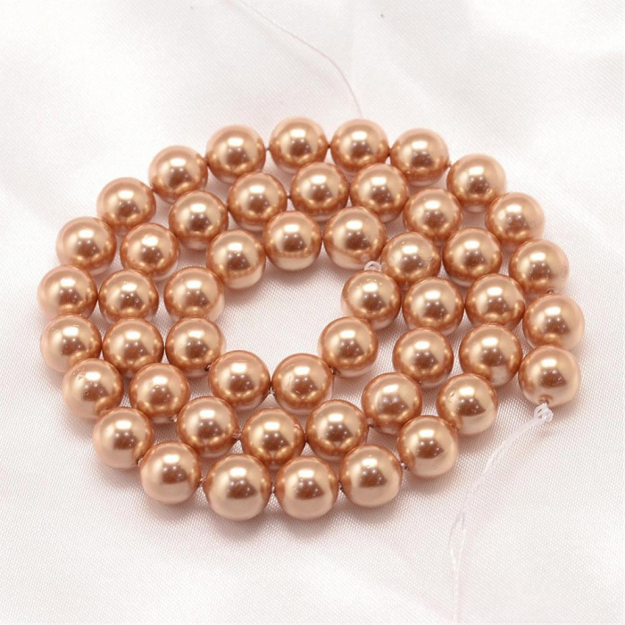 Perle rotunde shell pearl, 8 mm, dark goldenrod, 1 bucata [1]