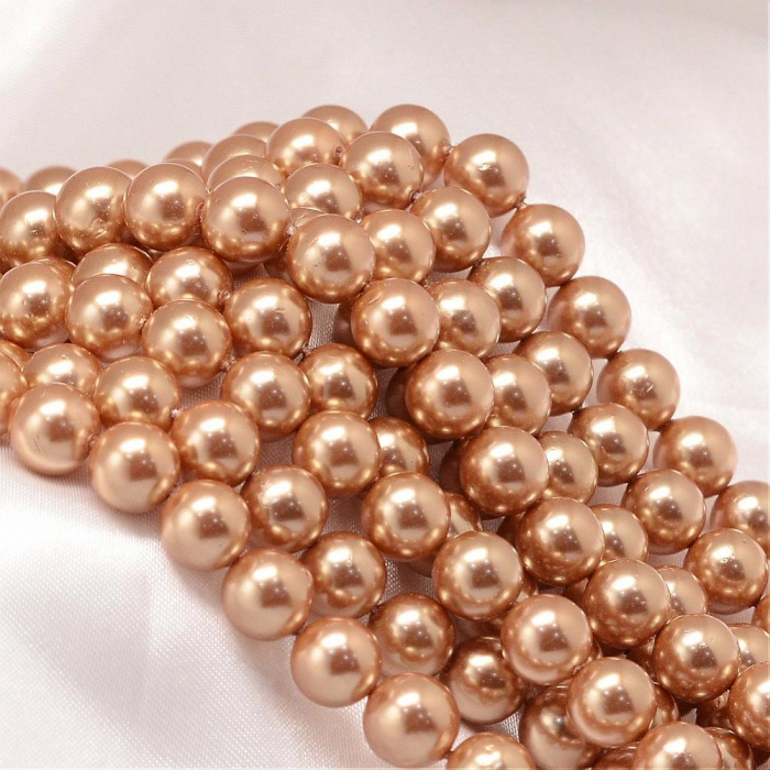 Perle rotunde shell pearl, 8 mm, dark goldenrod, 1 bucata [4]