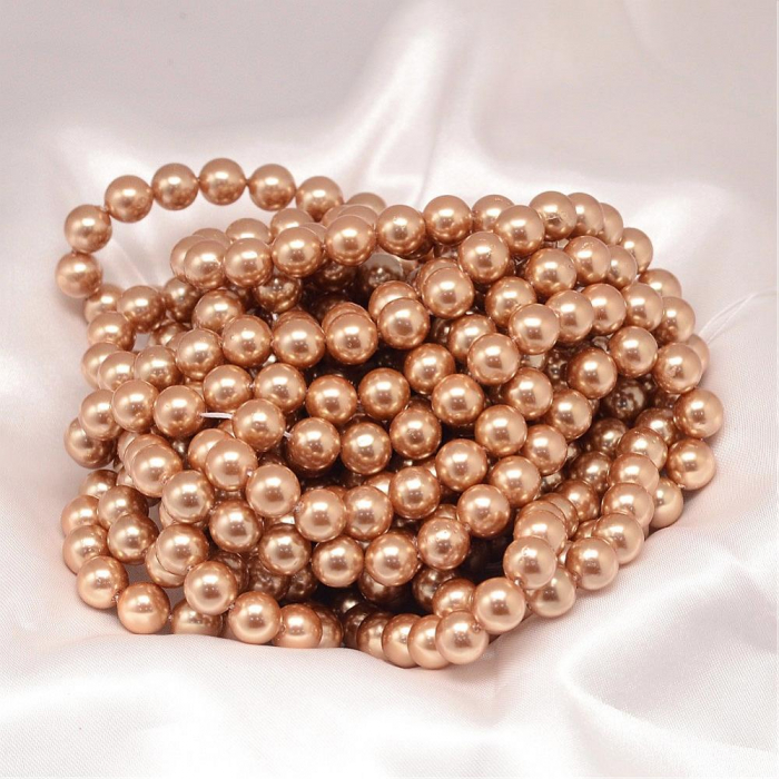 Perle rotunde shell pearl, 8 mm, dark goldenrod, 1 bucata [3]