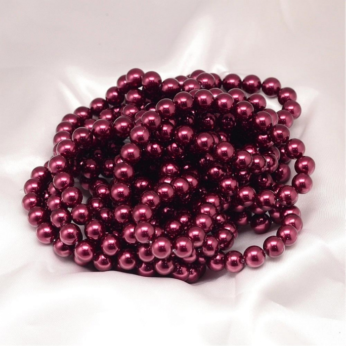 Perle rotunde shell pearl, 8 mm, dark red, rosu inchis, 1 bucata [3]