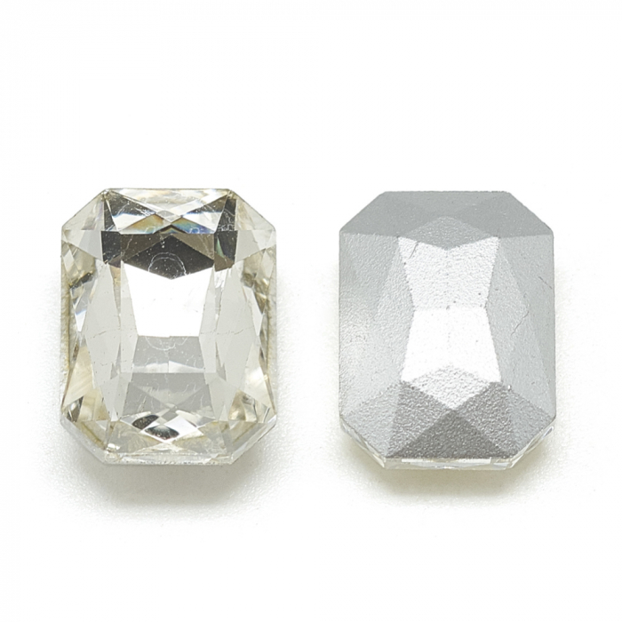 Rhinestones din sticla, dreptunghi fatetat, caboson fara gaura, transparent, 18X13X5 mm, 1 buc [2]
