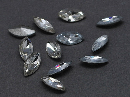 Rhinestones din sticla, fatetate, fara gaura, transparenta, 10X5 mm, 1 buc [4]