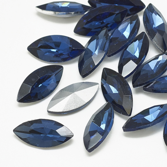 Rhinestones din sticla, fatetate, fara gaura, albastru Montana, 10X5 mm, 1 buc [2]