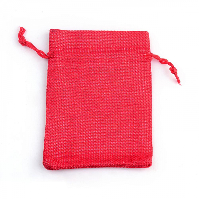 Saculet rosu material tip canvas, 14X10 cm, 1 bucata [2]