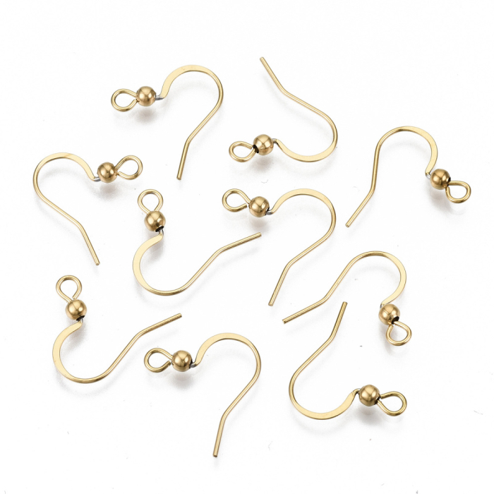 Tortițe pentru cercei tip French Hook din oțel inoxidabil 304, cu buclă orizontală, placate cu aur 18K – 15~17 mm, 1 pereche [3]