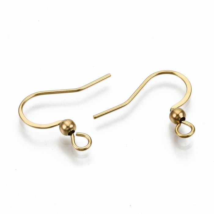 Tortițe pentru cercei tip French Hook din oțel inoxidabil 304, cu buclă orizontală, placate cu aur 18K – 15~17 mm, 1 pereche [2]